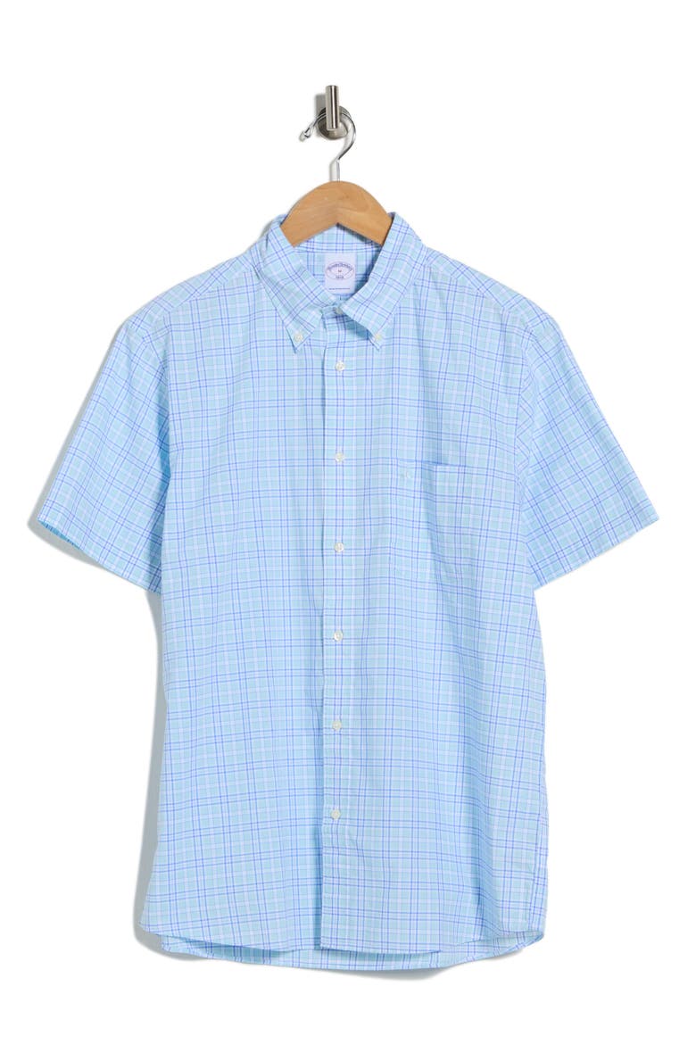 Short Sleeve Woven Shirt, Alternate, color, TURQUOISE/ AQUA