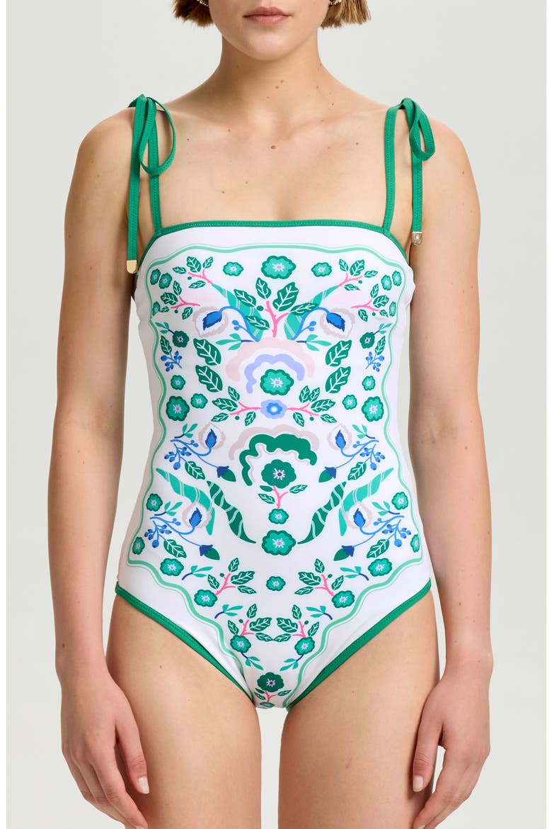 Botanic Reversible One-Piece Swimsuit, Alternate, color, Green