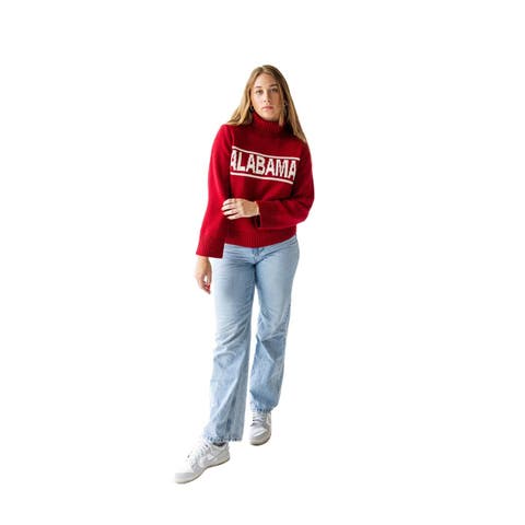 Women's Gameday Social Crimson Alabama Crimson Tide Chenille Turtleneck Sweater