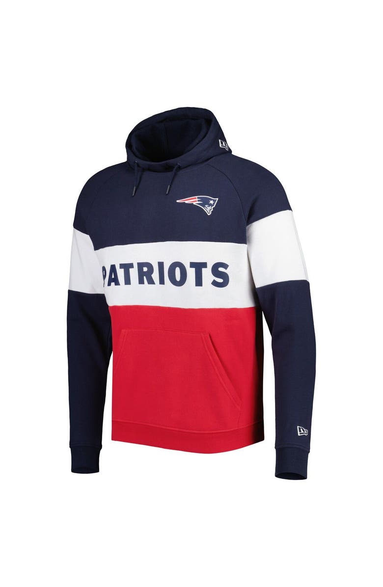 New Era Men's New Era Red New England Patriots Colorblock Current Pullover Hoodie, Alternate, color, Red