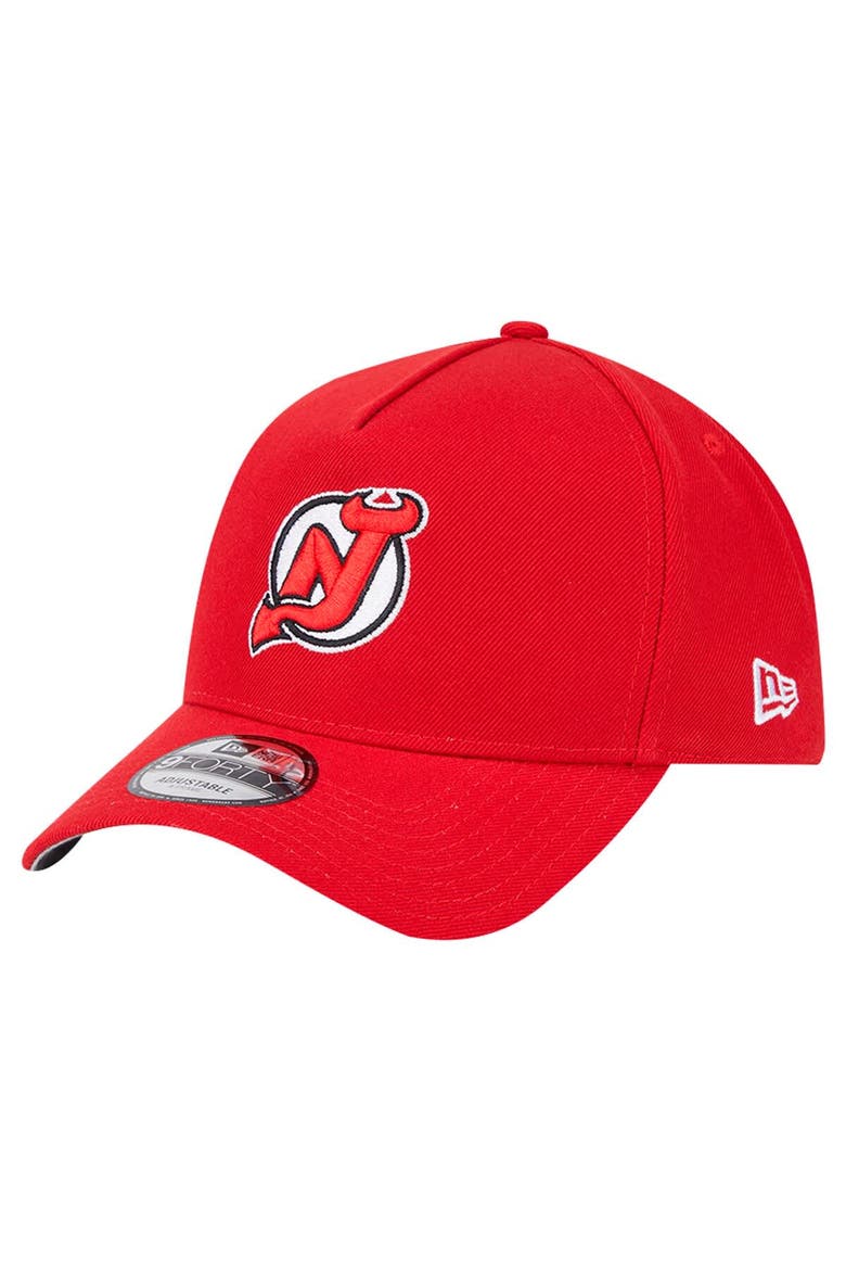Men's New Era  Red New Jersey Devils Core A-Frame 9FORTY Adjustable Hat, Main, color, Red