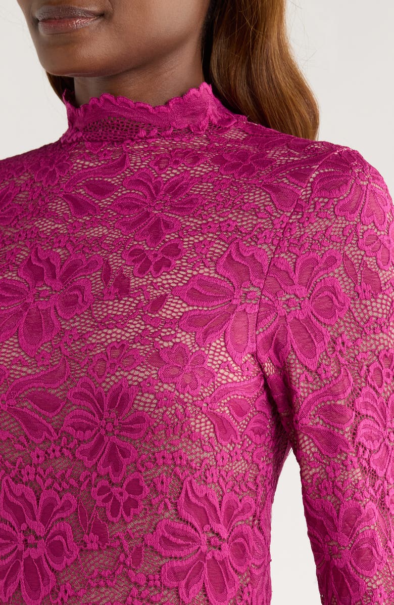 KILO BRAVA Long Sleeve Lace Minidress, Alternate, color, Boysenberry