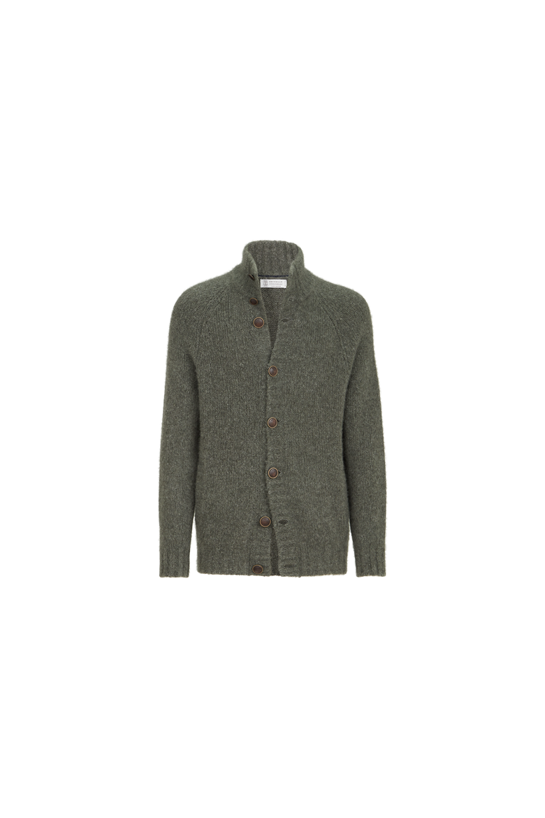 Cashmere and silk cardigan, Alternate, color, Military