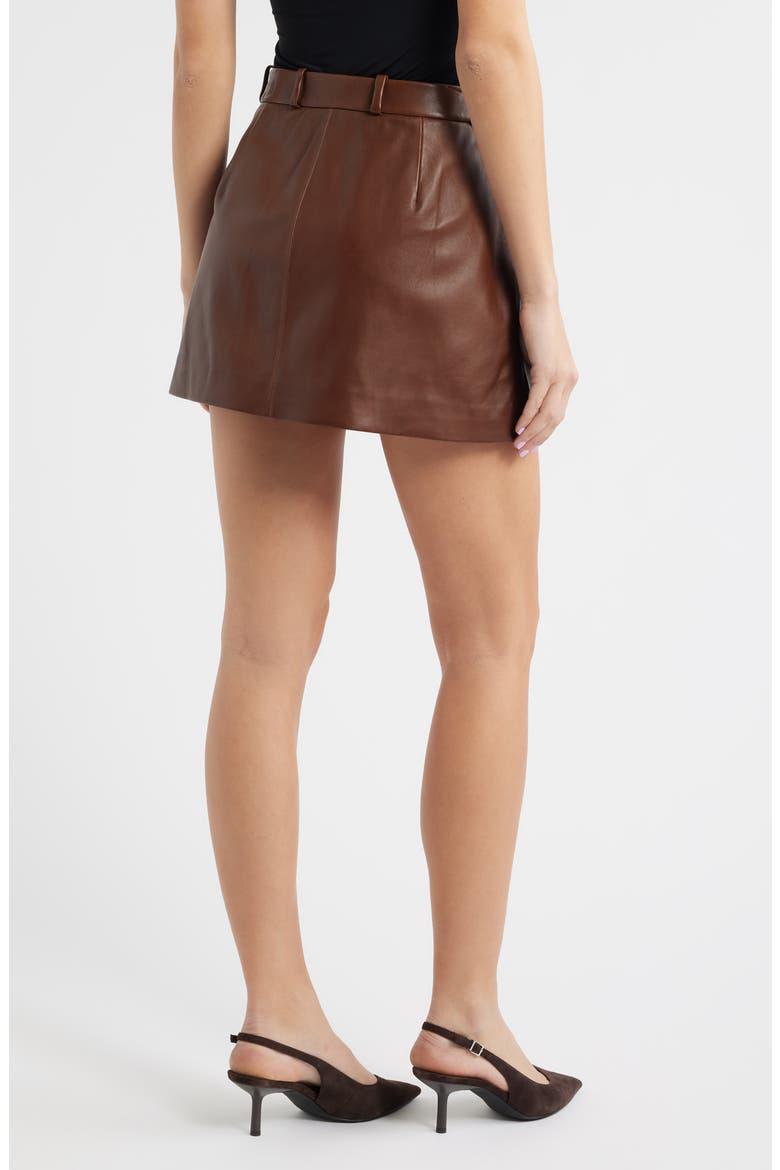 The Leather Miniskirt, Alternate, color, DARK BROWN