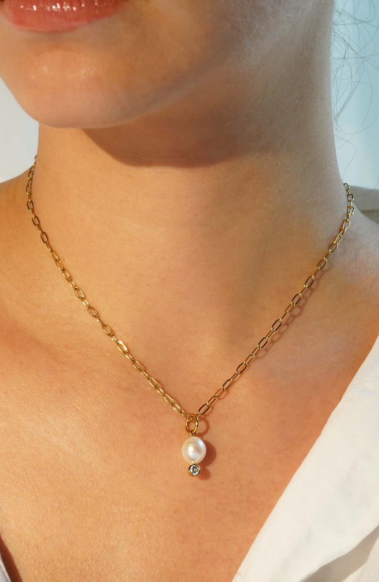 KOZAKH Freshwater Pearl & Cubic Zirconia Charm, Alternate, color, Gold