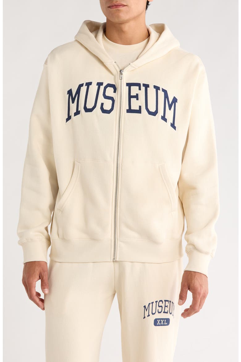 XXL Logo Appliqué Zip Hoodie, Main, color, BONE