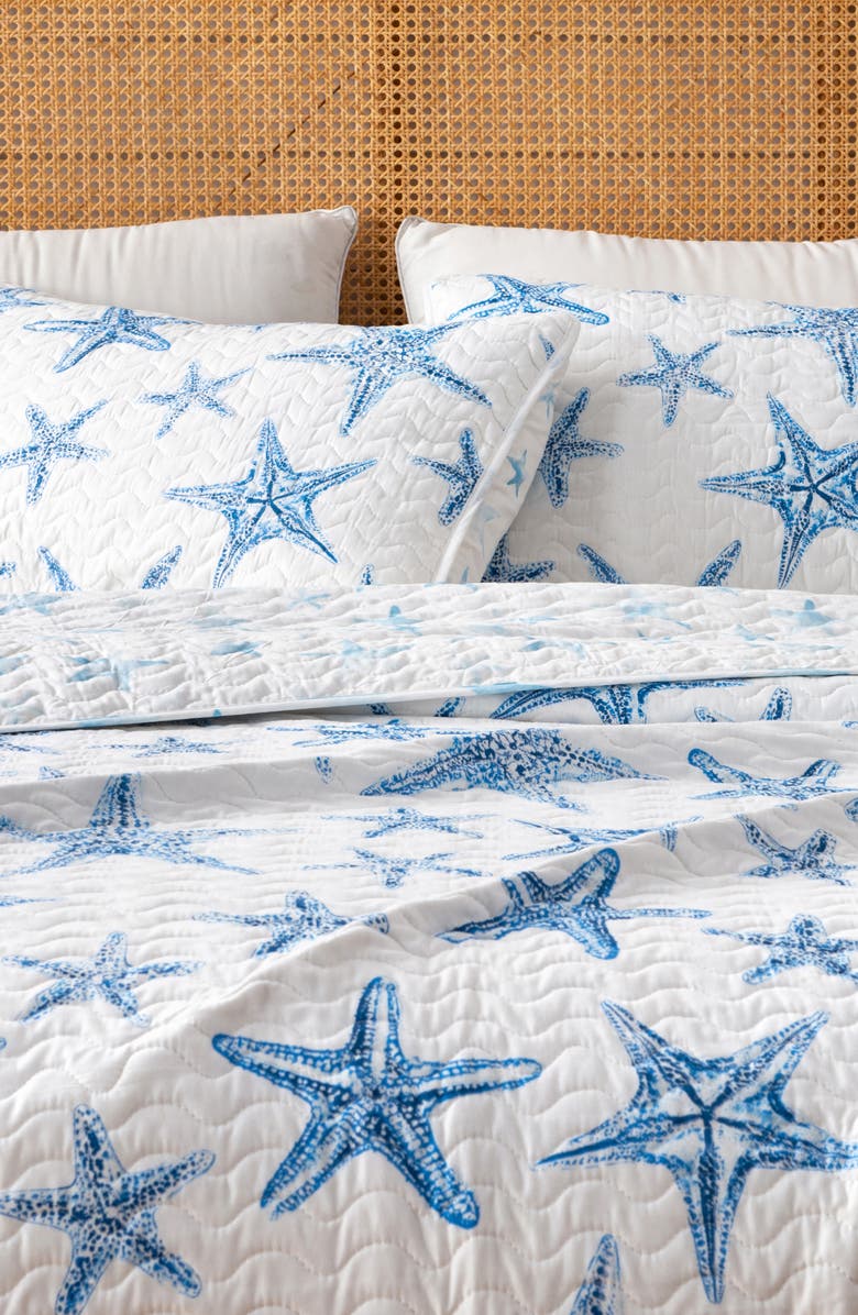 Woven & Weft Blue Starfish Quilt Set, Alternate, color, Blue