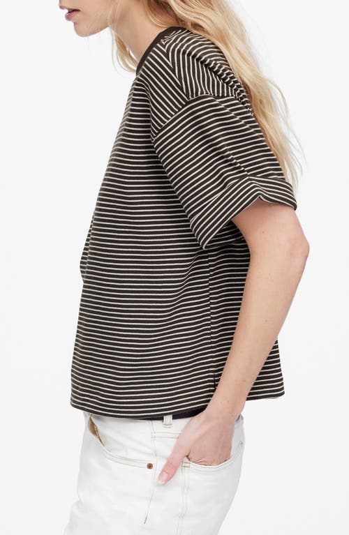 Shop Madewell Short Sleeve Stripe Sweatshirt T-shirt In Dark Surplus