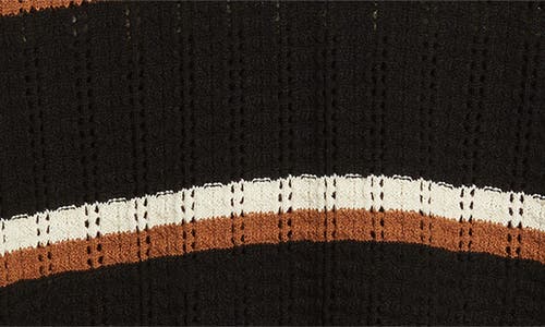 Percival Tessaro Stripe Open Knit Polo In Black