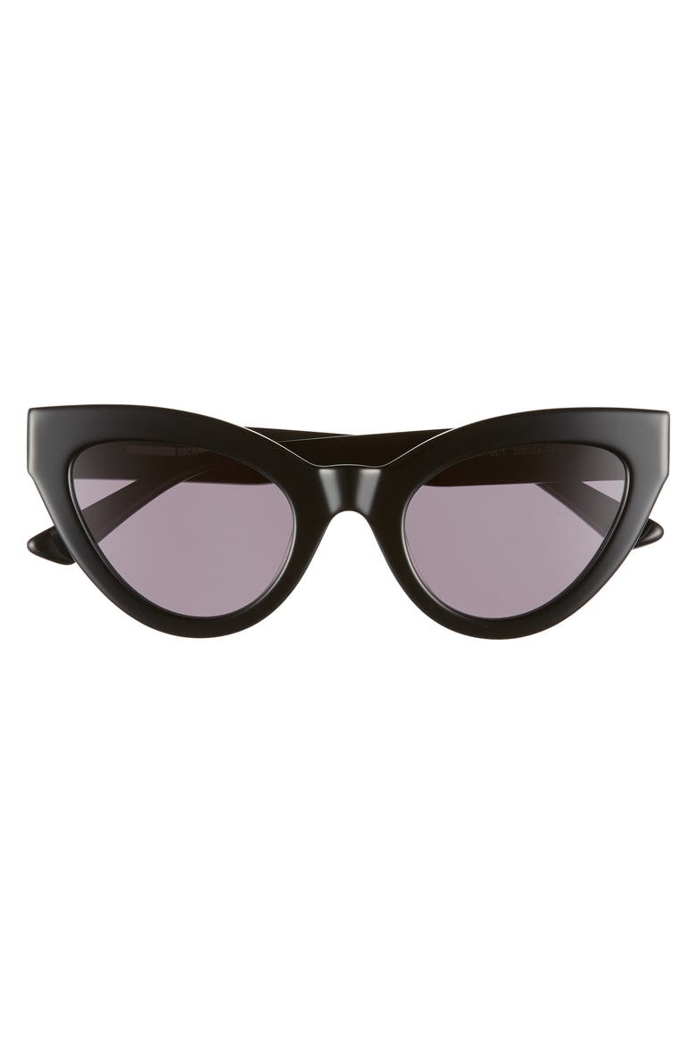 Alexander McQueen 50mm Cat Eye Sunglasses, Alternate, color, BLACK