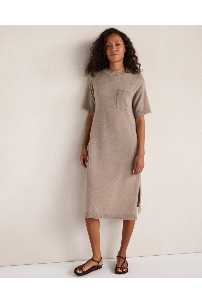 Featherweight Cashmere T-Shirt Dress, Main, color, Mushroom Hthr