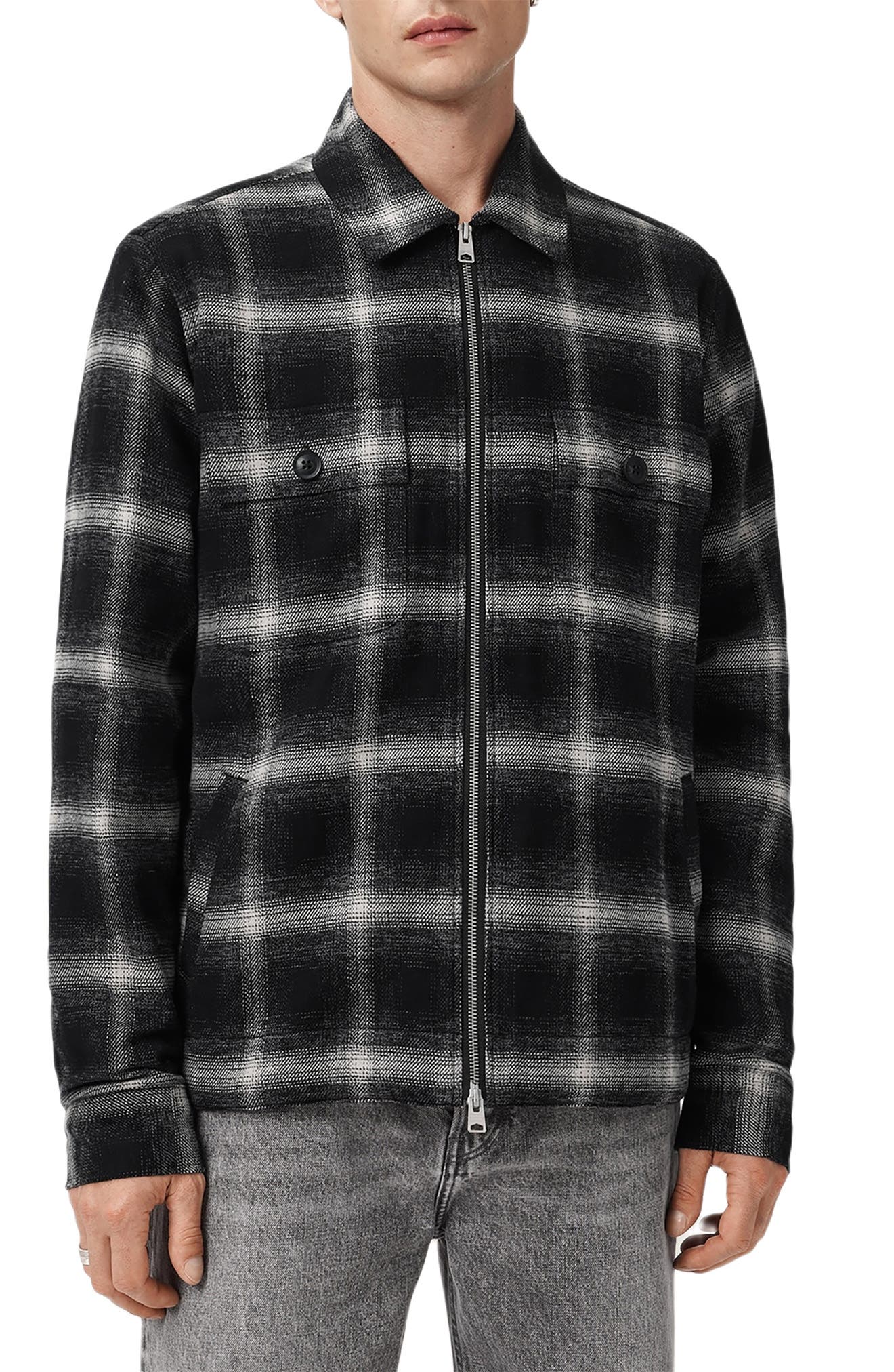 AllSaints Bayo Plaid Cotton Shirt Jacket