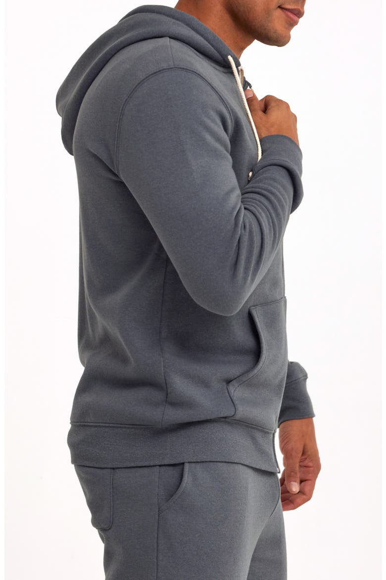 Trim Fit Heathered Fleece Zip Hoodie, Alternate, color, RAINDROP