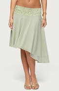 EDIKTED Evia Lacey Asymmetric Midi Skirt