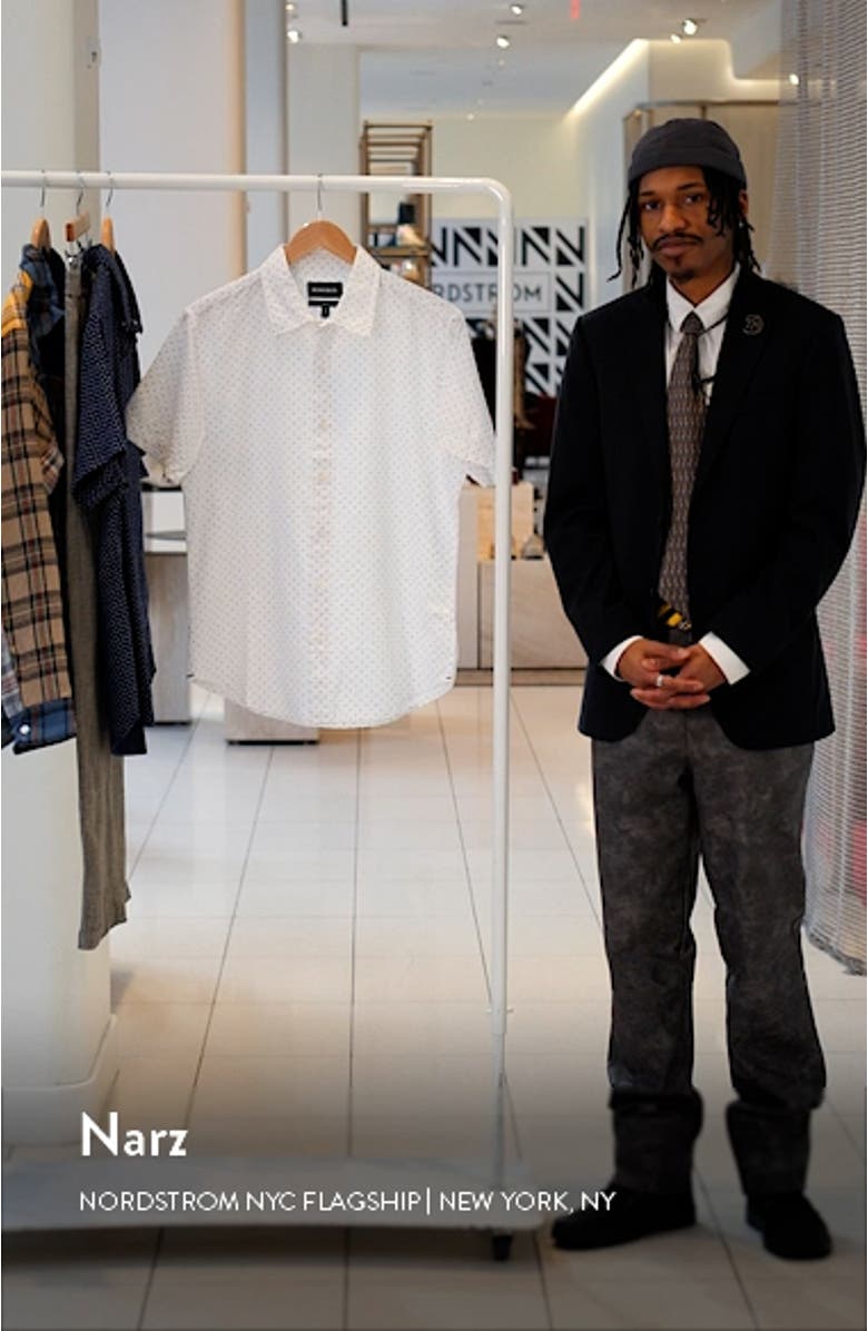 Riviera Slim Fit Dot Short Sleeve Button-Up Shirt, sales video thumbnail