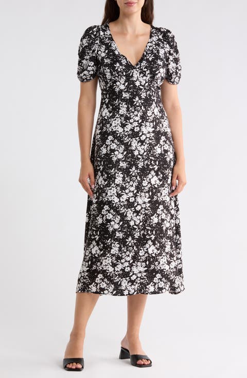 Floral Short Sleeve Midi Dress