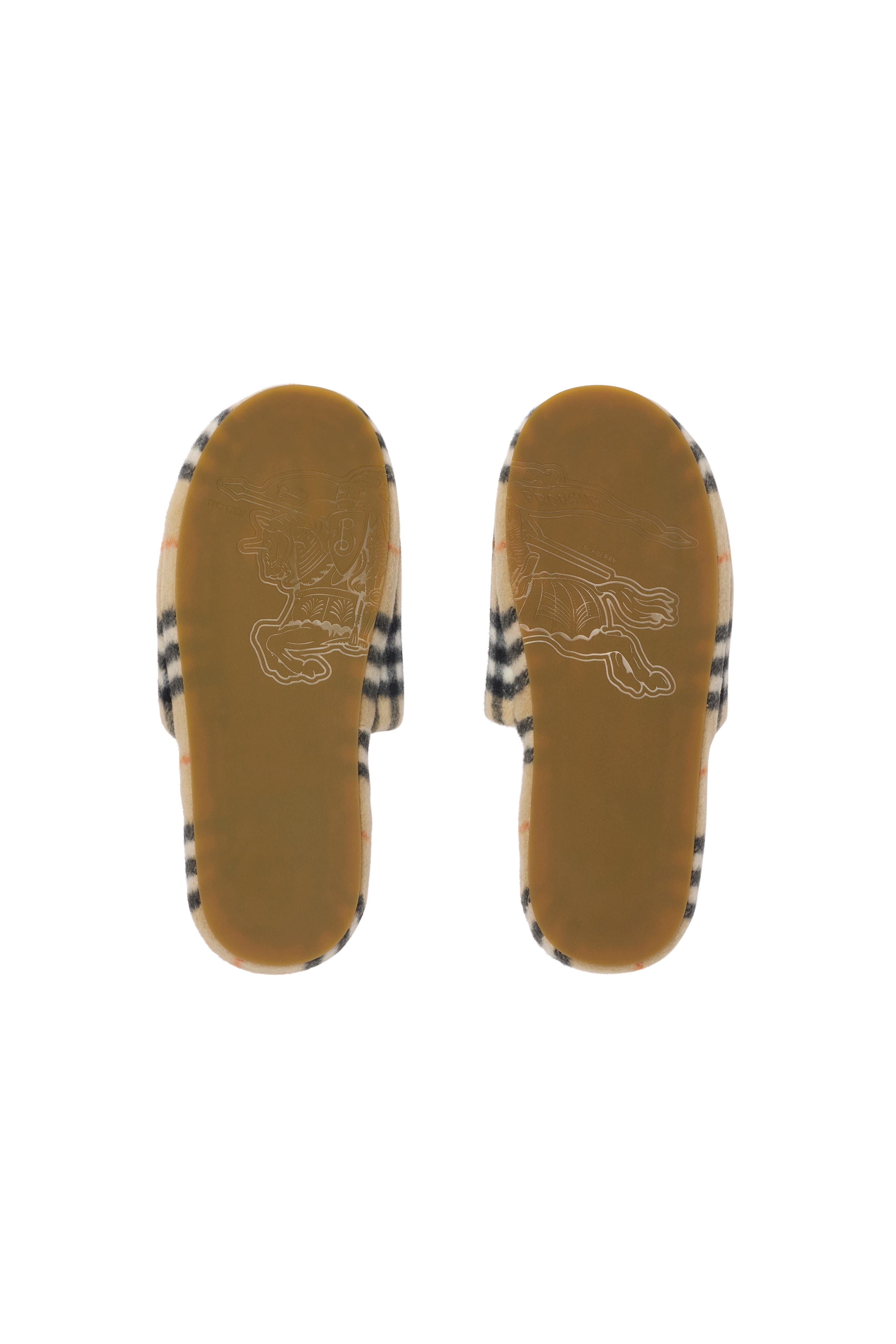 Burberry Check Wool Blend Slippers, Alternate, color, Sand Beige