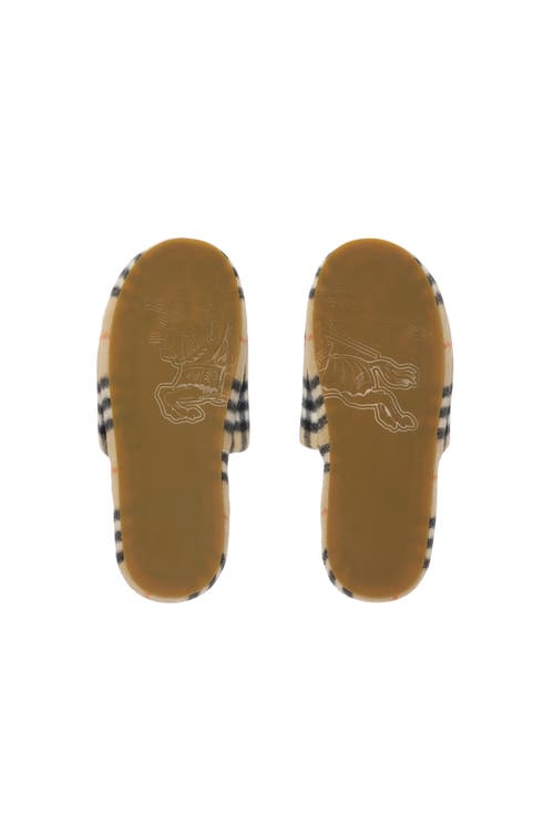 Burberry Check Wool Blend Slippers In Nude