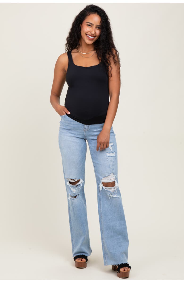PinkBlush 90'S Vintage Super High Rise Flare Maternity Jeans, Main, color, Light Blue
