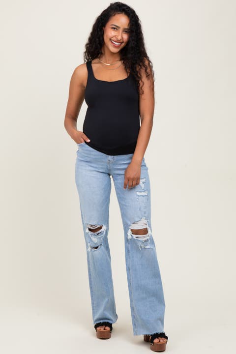 90'S Vintage Super High Rise Flare Maternity Jeans