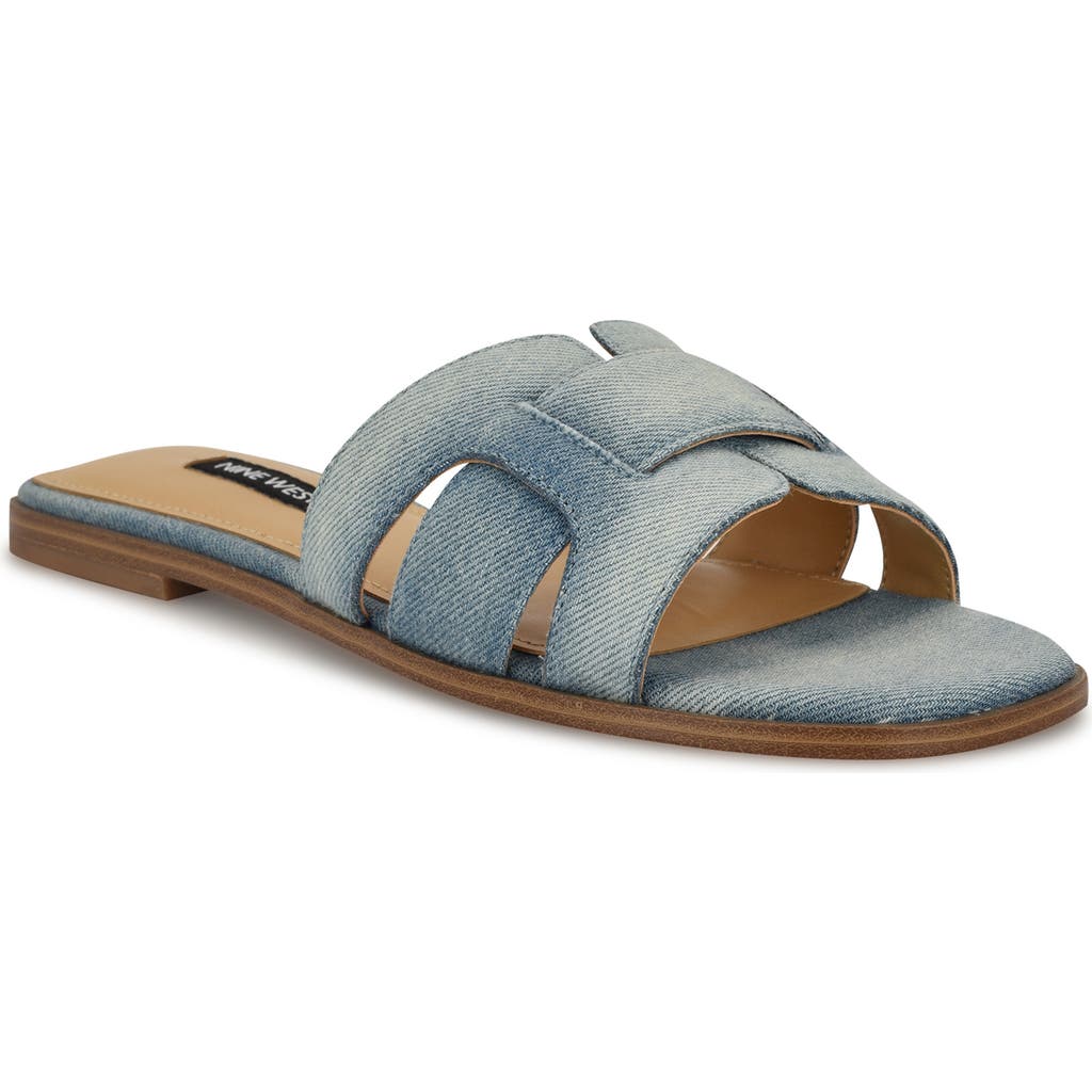 Nine West Germani Slide Sandal In Light Blue