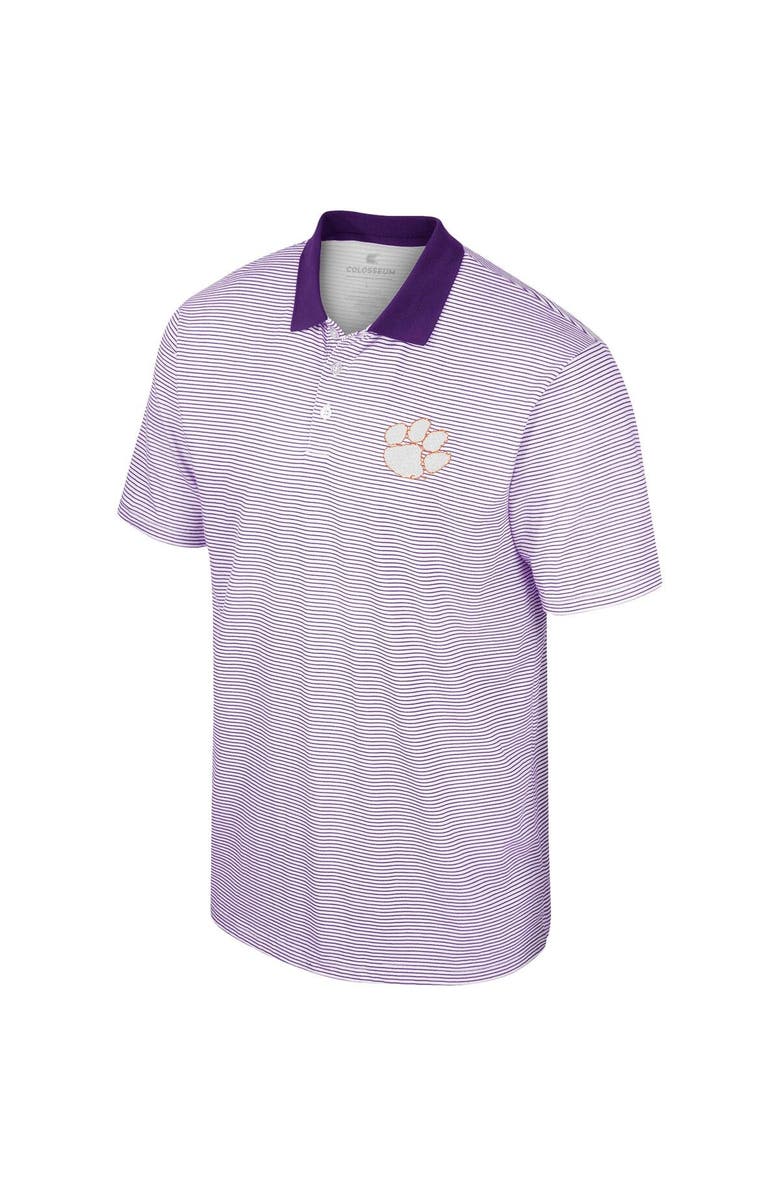 COLOSSEUM Men's Colosseum Purple/White Clemson Tigers Print Stripe Polo, Alternate, color, Purple