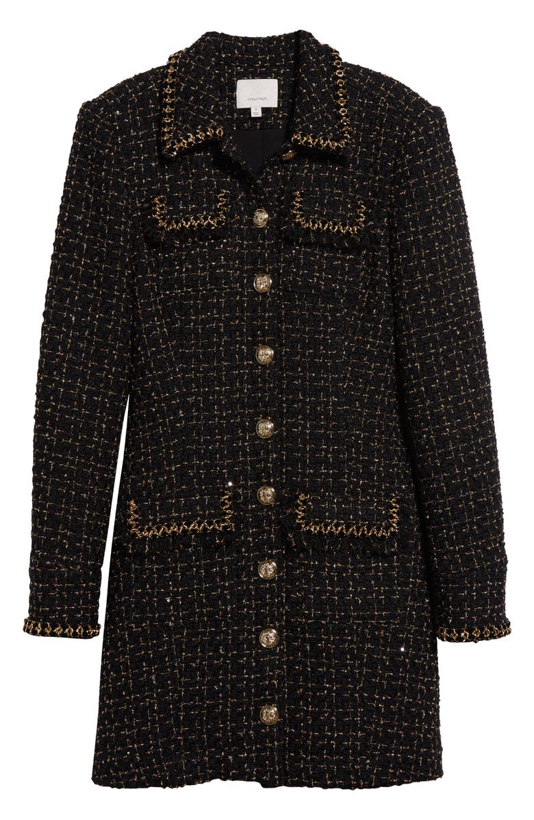 Cinq à Sept Sasha Long Sleeve Metallic Tweed Dress, Alternate, color, 
