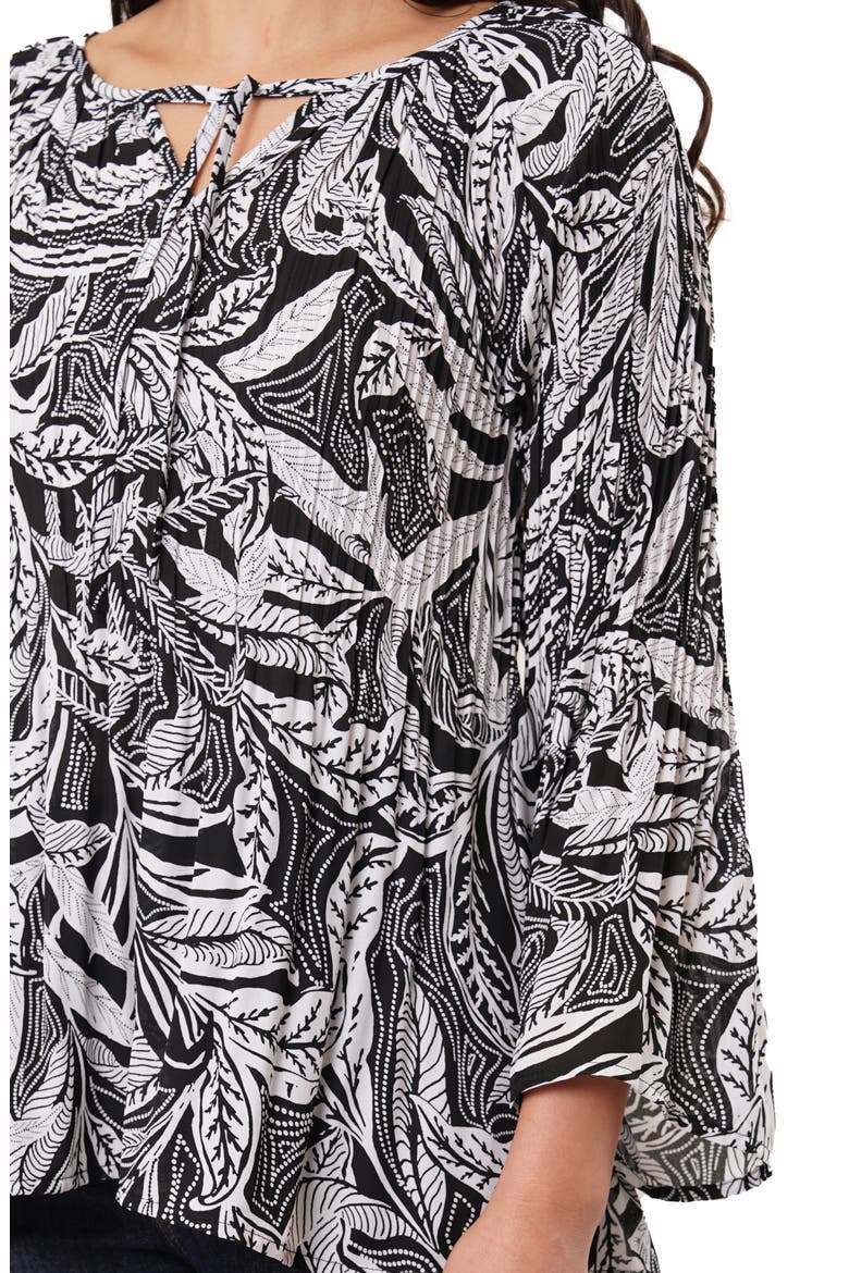 Pleated Tie Front Top, Alternate, color, JOHANNA WHITE
