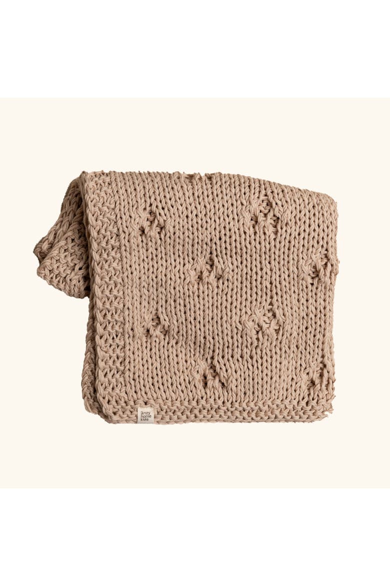 Baby Blanket Hand-Knitted Pointelle, Main, color, Sand