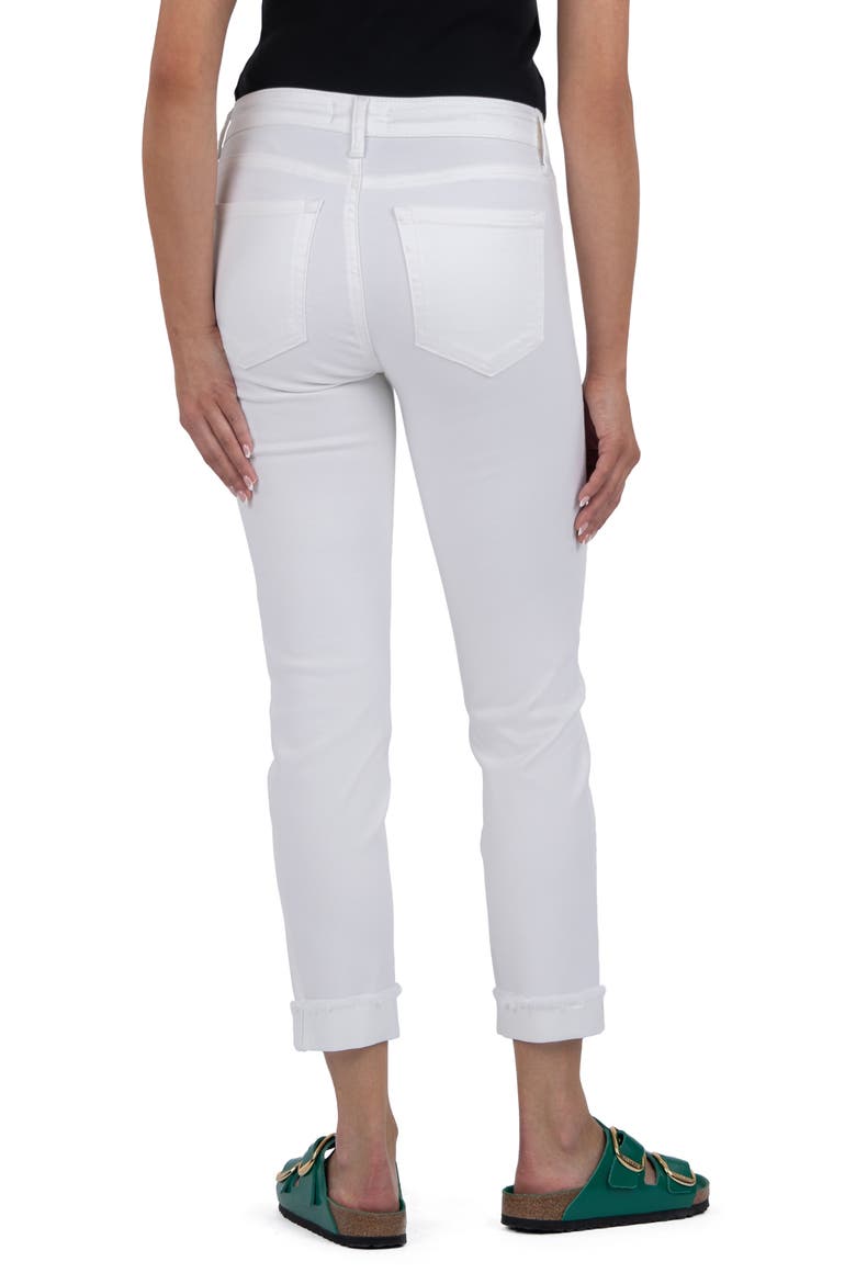 Amy Frayed Seamed Low Rise Crop Slim Straight Leg Jeans, Alternate, color, OPTIC WHITE