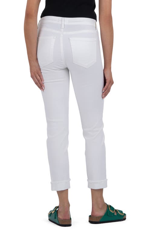 Shop Kut From The Kloth Amy Frayed Seamed Low Rise Crop Slim Straight Leg Jeans
