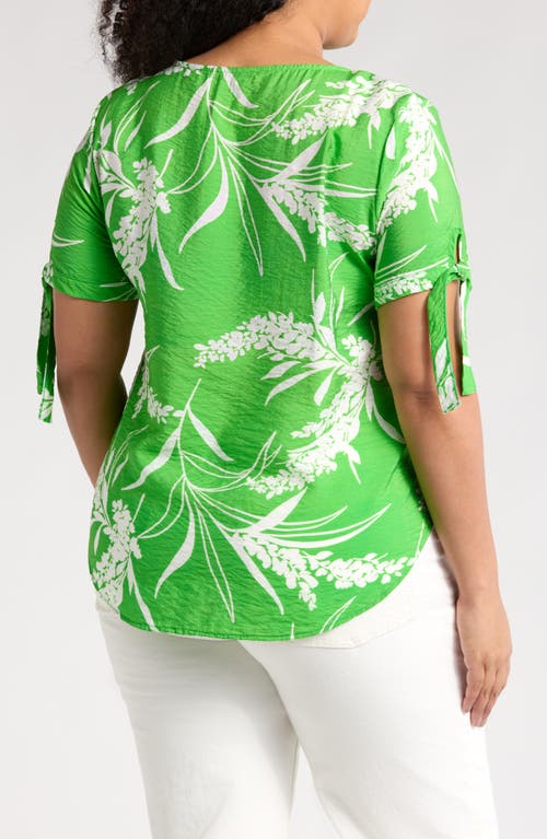 Shop Renee C Floral Short Sleeve Top In Green