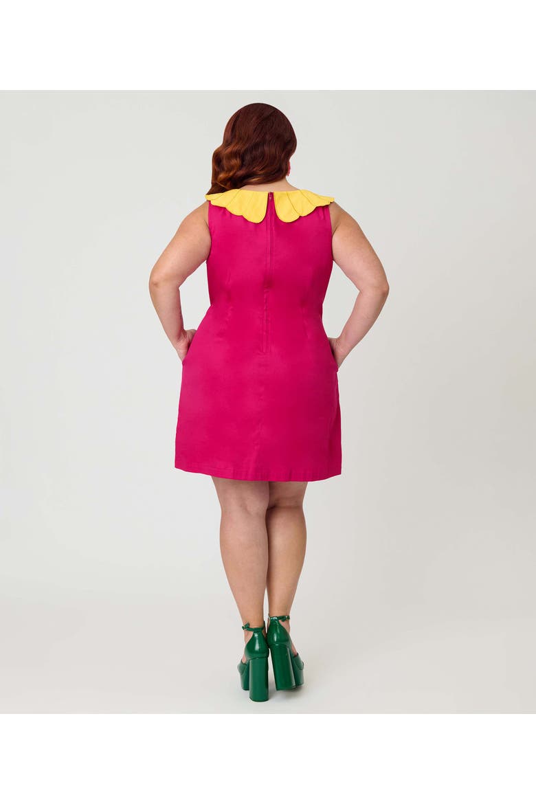 Plus Size Petal Collar Shift Dress, Alternate, color, Hot Pink Daisy Collar