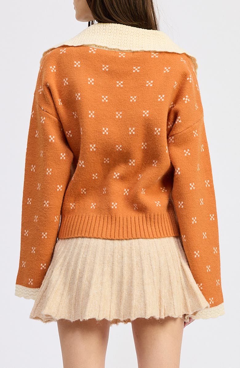 JACQUIE THE LABEL Georgia Contrast Collar Cardigan, Alternate, color, Pumpkin