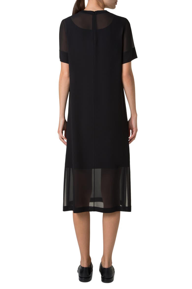 Sheer Silk Georgette Shift Dress, Alternate, color, BLACK