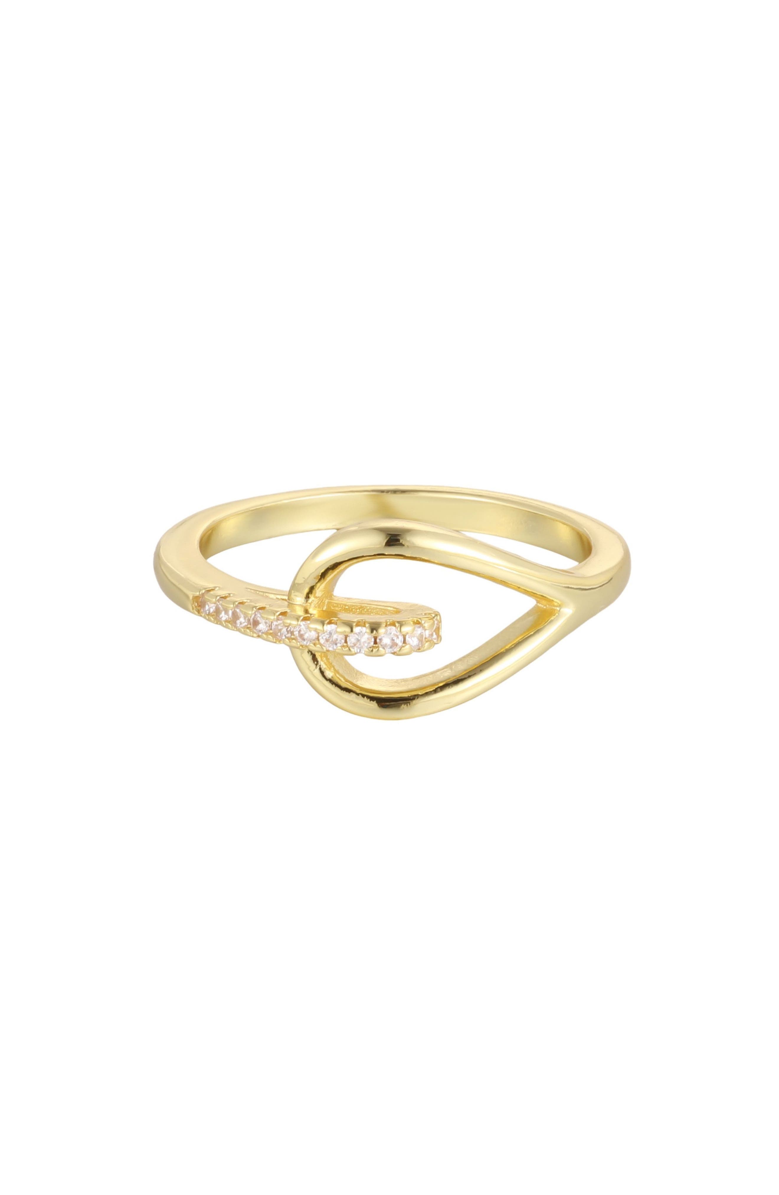 14k Gold Plated Cubic Zirconia Link Wrap Ring