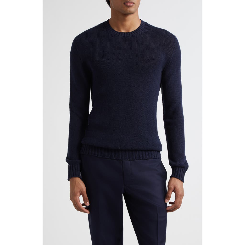 Thom Sweeney Bourette Silk Crewneck Sweater in Navy  product