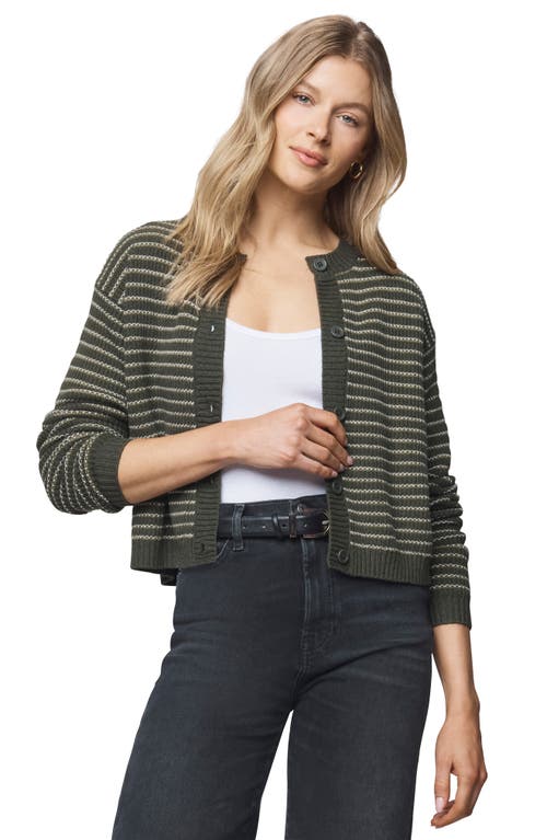 Splendid Amber Stripe Crop Cotton & Wool Blend Cardigan In Green