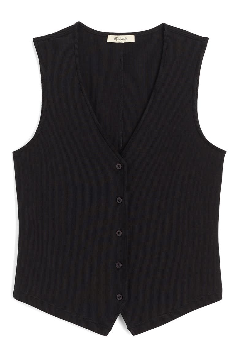 Rib V-Neck Vest, Alternate, color, JET BLACK