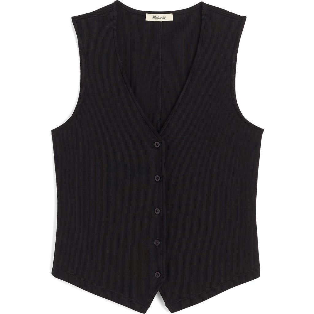 Madewell Ribbed V-neck Vest In Black
