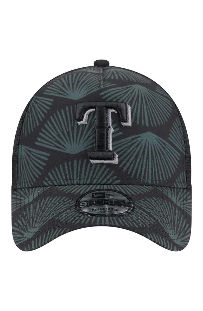 New Era Men's New Era  Black Texas Rangers 9FORTY A-Frame Trucker Adjustable Hat, Alternate, color, Black