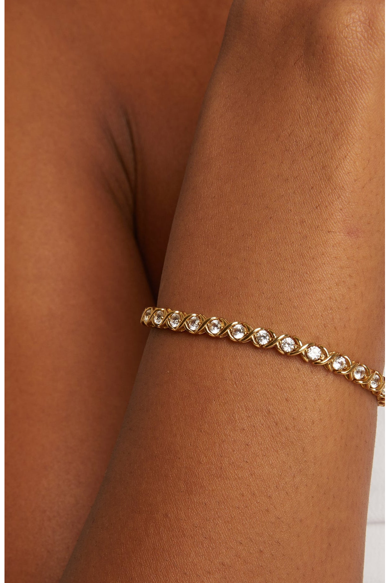 X Estate Lab-Grown White Sapphire Tennis Bracelet, Alternate, color, Yellow Gold Vermeil