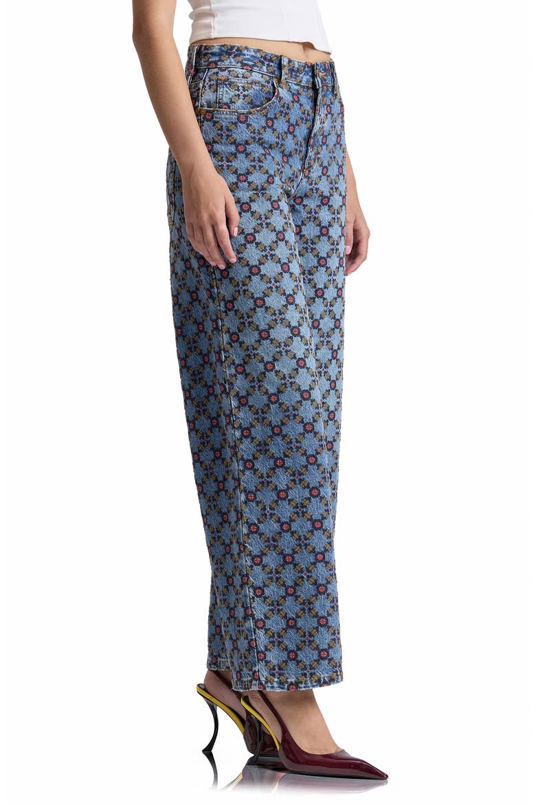 Tile Print High Waist Wide Leg Jeans, Alternate, color, CAFE WASH/ AMARA TILE