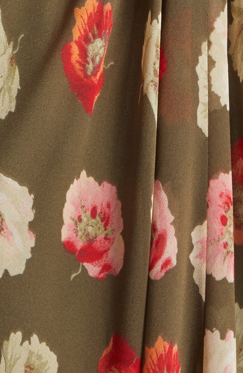 Cinq à Sept Floating Poppies Carline Slipdress, Alternate, color, Dark Olive Multi