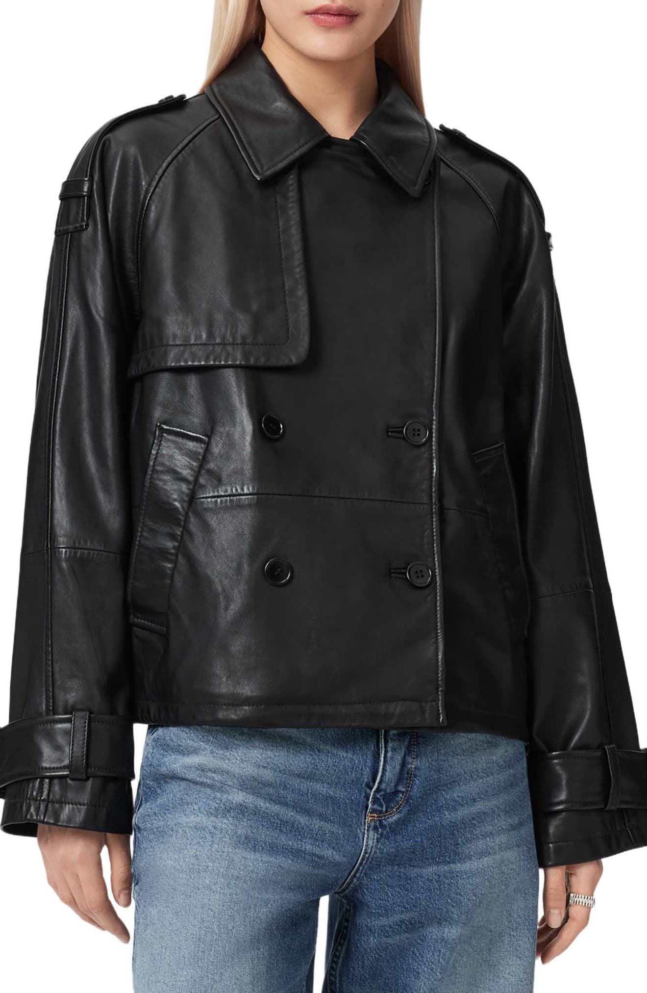 Reya Crop Leather Trench Coat