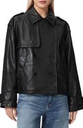 AllSaints Reya Crop Leather Trench Coat