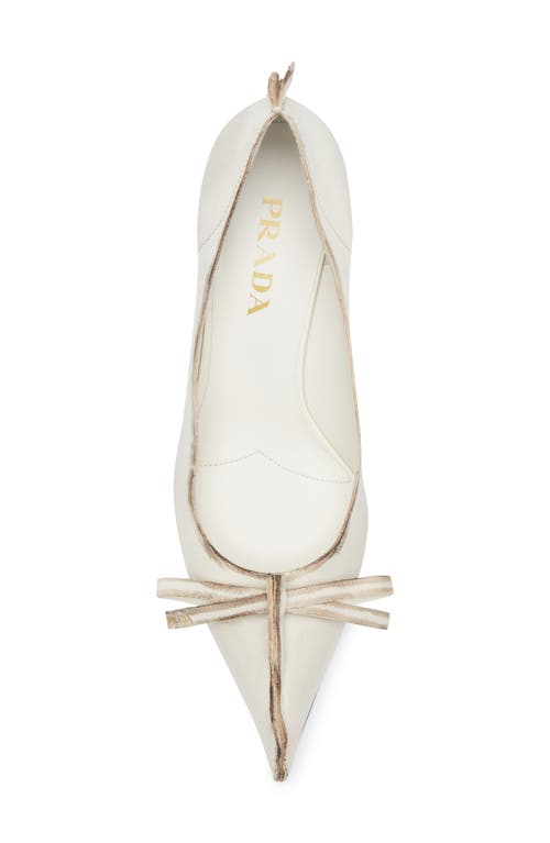 Prada Exposed Seam Kitten Heel Pump In Neutral