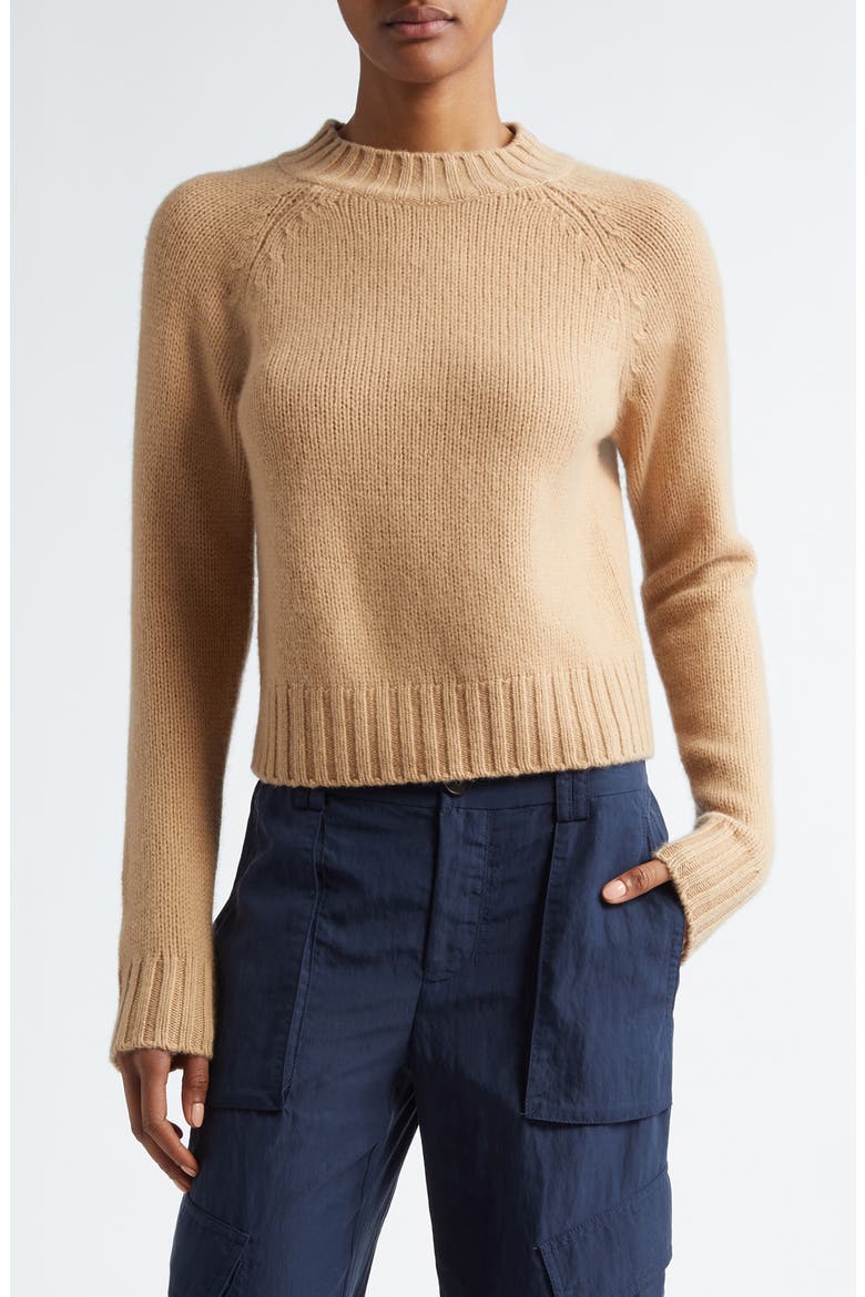 Raglan Sleeve Cashmere Sweater, Main, color, SADDLE