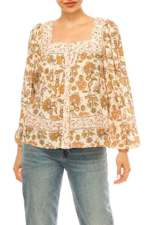 Mixed Print Lace Trim Top
