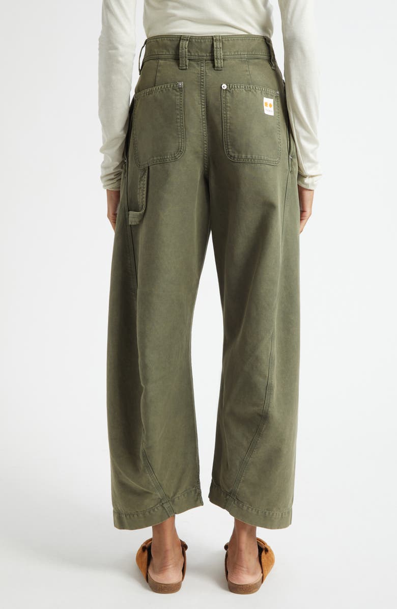 JW Anderson Twisted Seam Pleated Wide Leg Trousers, Alternate, color, 595 Olive